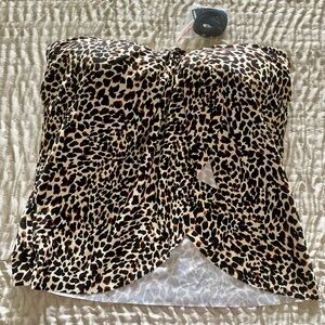 Vince Camuto Leopard Print Strapless Swim Top - Black, Brown, Cream